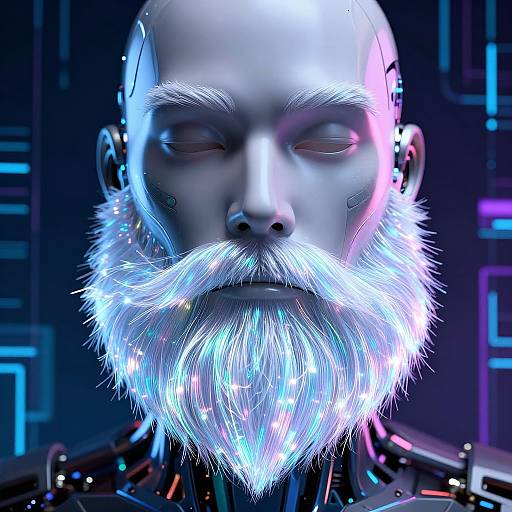 Robotic Face with Holographic Beard