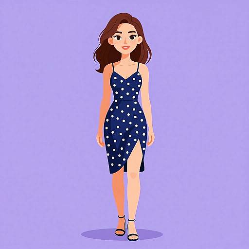 Casual Chic Woman in Navy Polka Dot Dress