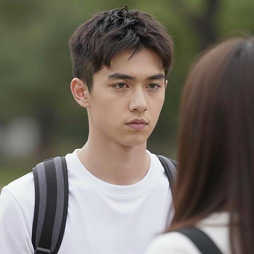 Focused Young Man in Nature Setting