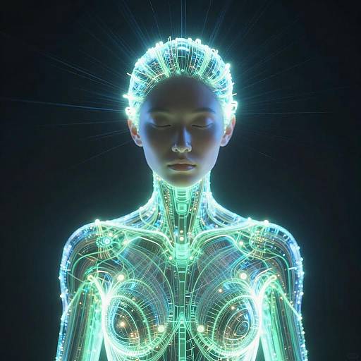 Cyberpunk Glowing Woman Portrait