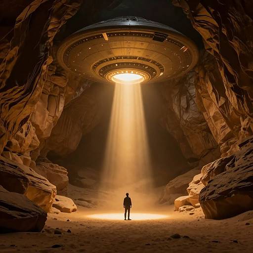 Desert Encounter with Hovering Saucer