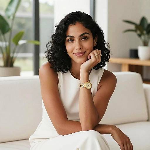 Confident Woman in Modern Cozy Room