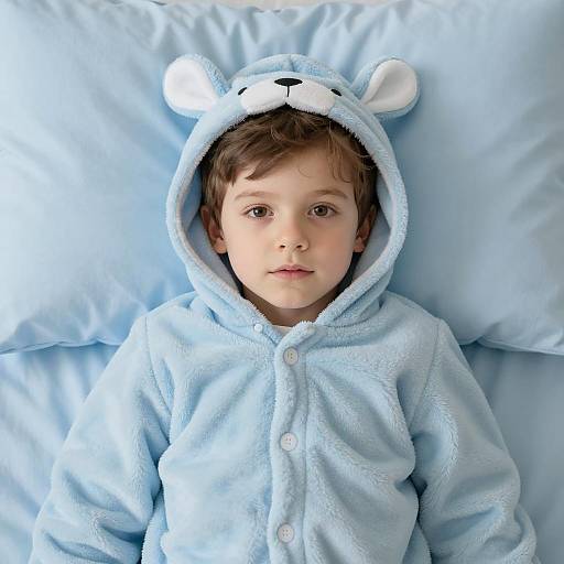 Boy in Blue Animal Hooded Pajamas
