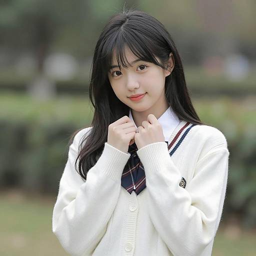 Young Asian Woman in Garden Setting