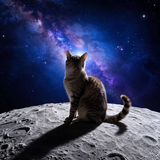 Playful Cat on Mystical Moon
