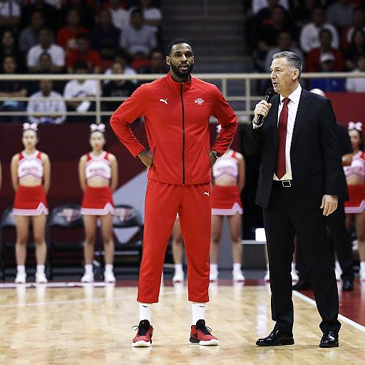 Dynamic Basketball Game Scene with Coach