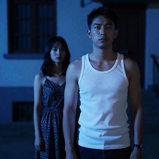 Blue-Tinted Evening Portrait of a Couple