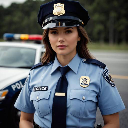 Realistic Policewoman in Uniform Portrait