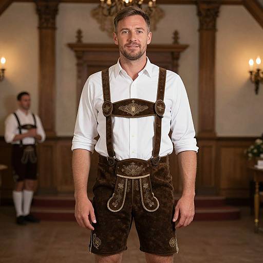 Man in Traditional Bavarian Lederhosen