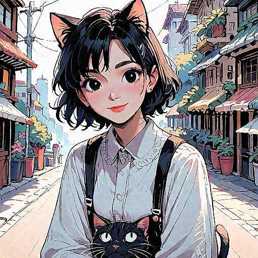 ChiYamada Black-Eyed Cat Smiling Outdoors