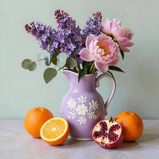Still Life with Lavender Jug and Fresh Fruit