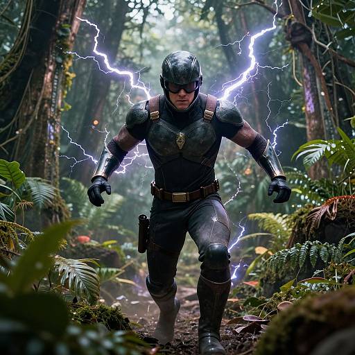 Flashman Charging Through Jungle Ruins