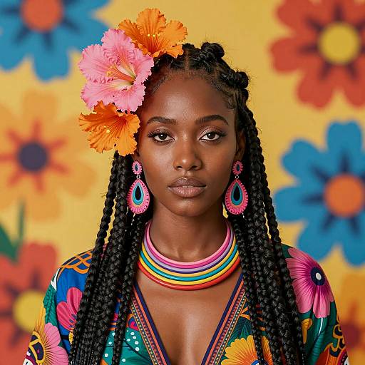 Vibrant Portrait of a Flowered Beauty