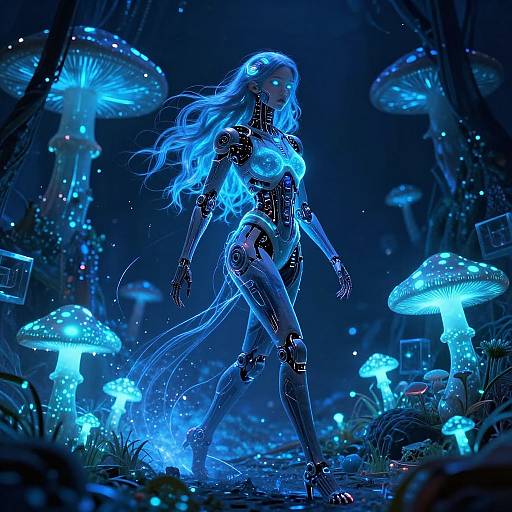 Biomechanical Bioluminescent Cyberpunk Girl