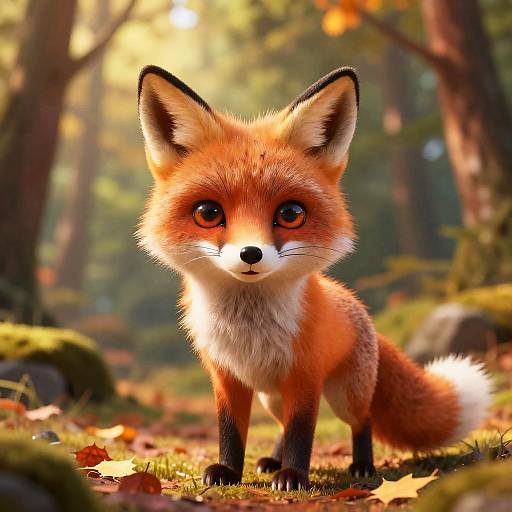 Playful Fox in Autumn Forest