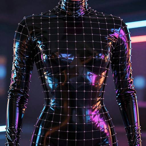 Avant-Garde Cyberpunk Latex Grid Fashion