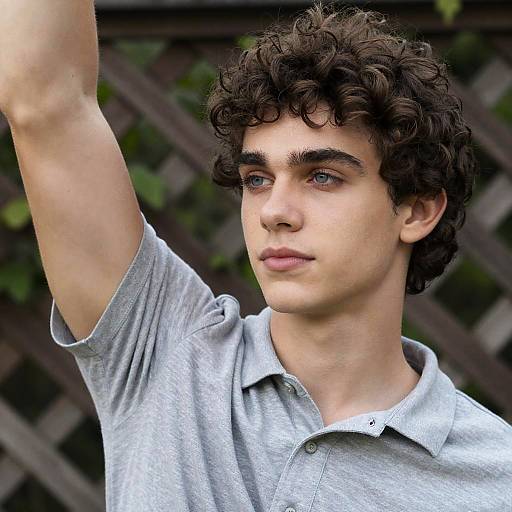 Relaxed Young Man with Curly Hair