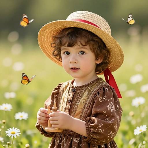 Whimsical Boy in Floral Dress