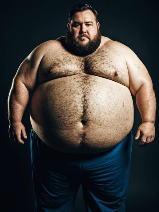 Man in Fat Guy Costume Studio Portrait
