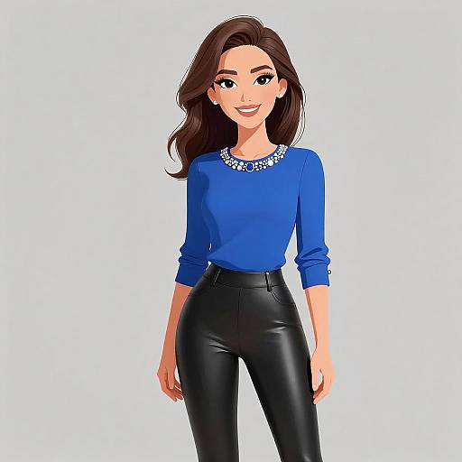 Chic Woman in Royal Blue Blouse