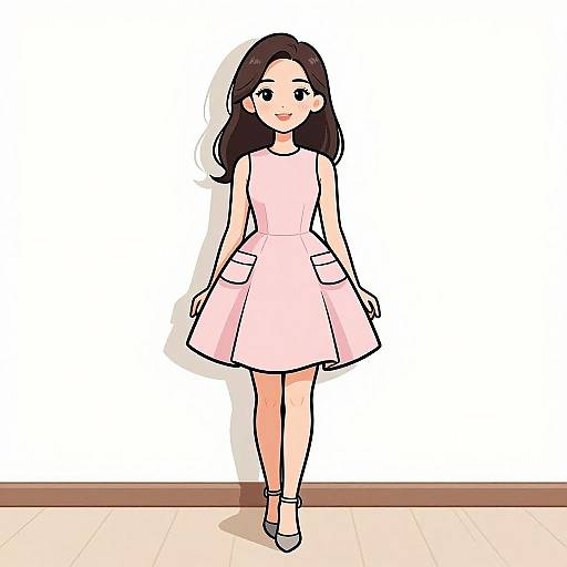 Minimalist Chic Woman in Pink Dress