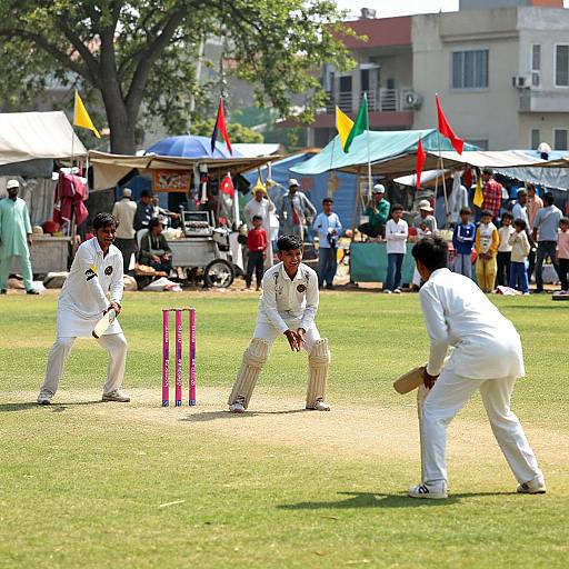 Pakistani Boys Playing Cricket Outdoors