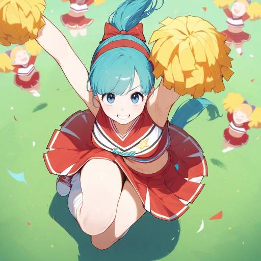 Dynamic Cheerleader in Red Dress