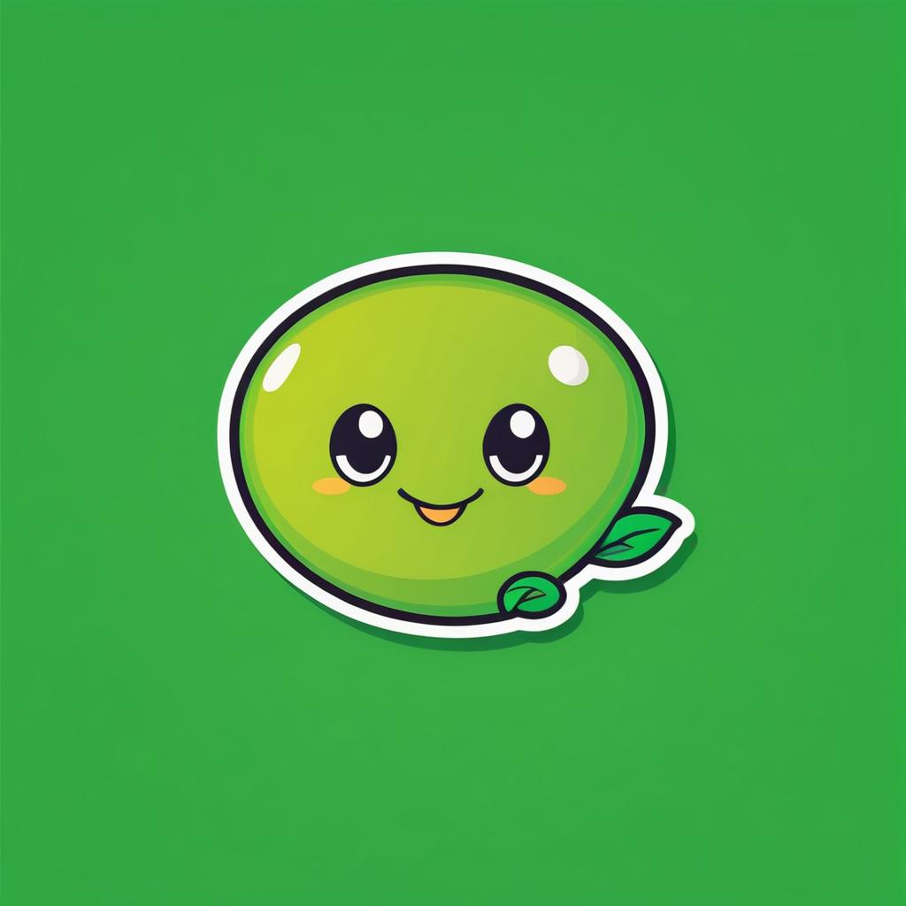 Playful Pea Character Cartoon Logo Sticker