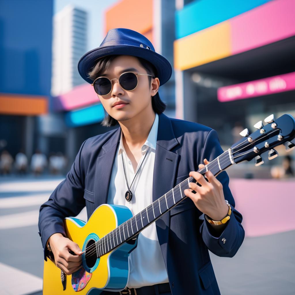 Stylish Korean Street Musician Portrait