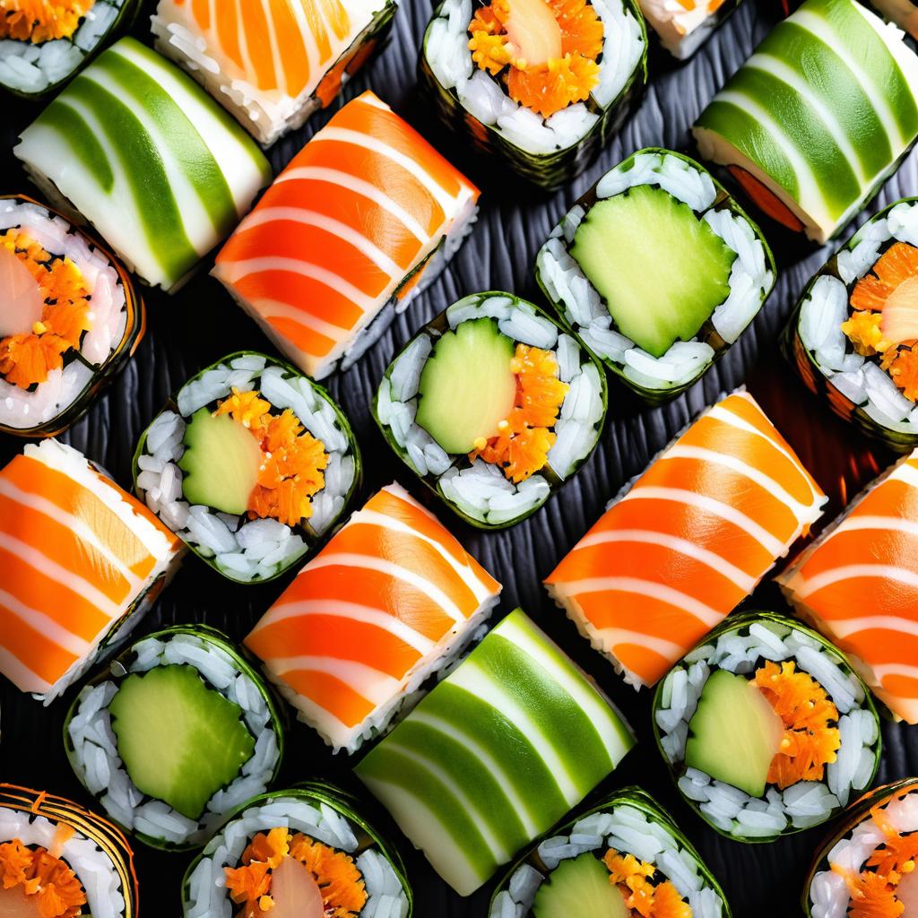 Vibrant HDR Sushi Rolls Photography