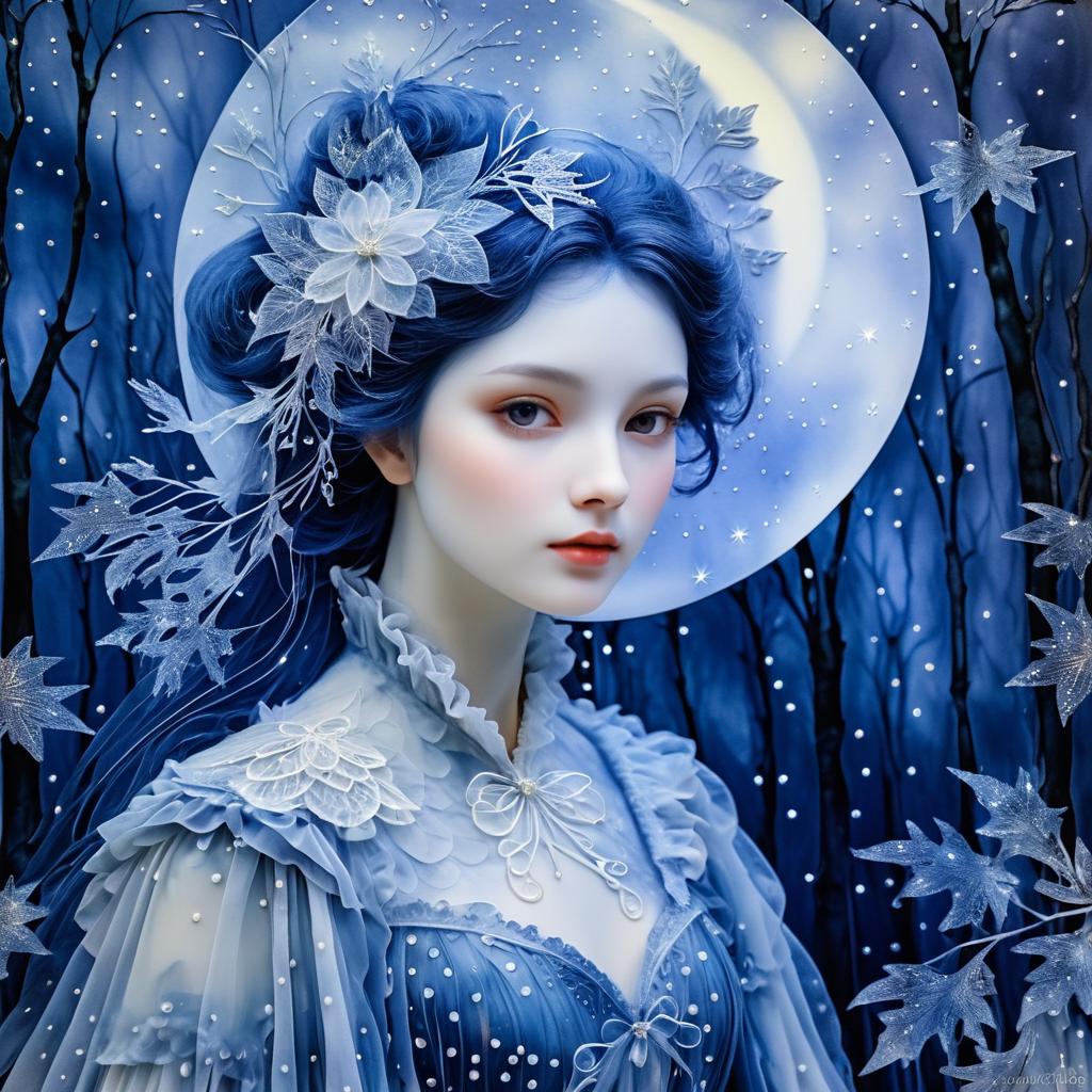 Ethereal Fashion in Moonlit Forest