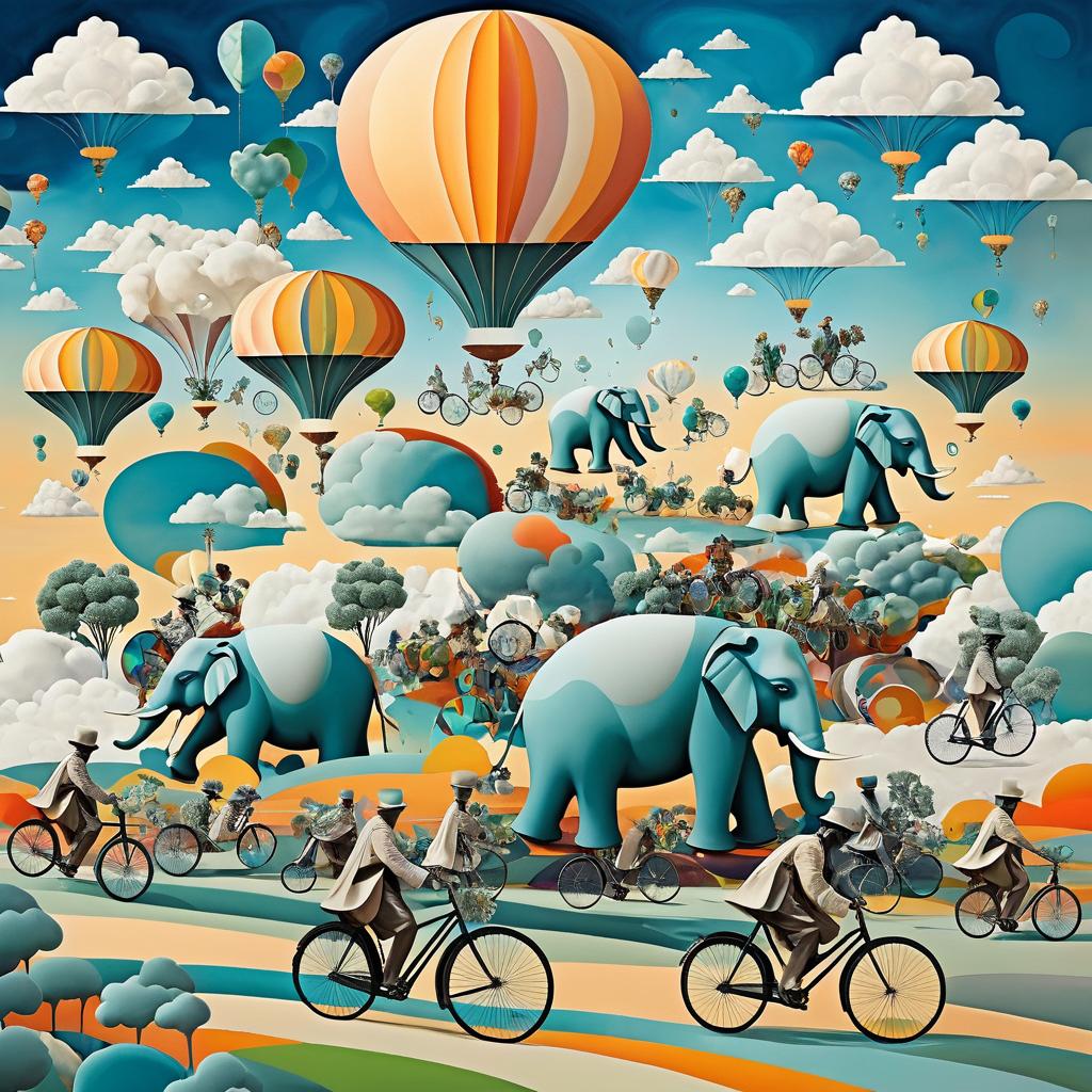 Surreal Dadaist Elephant Bicycle Parade