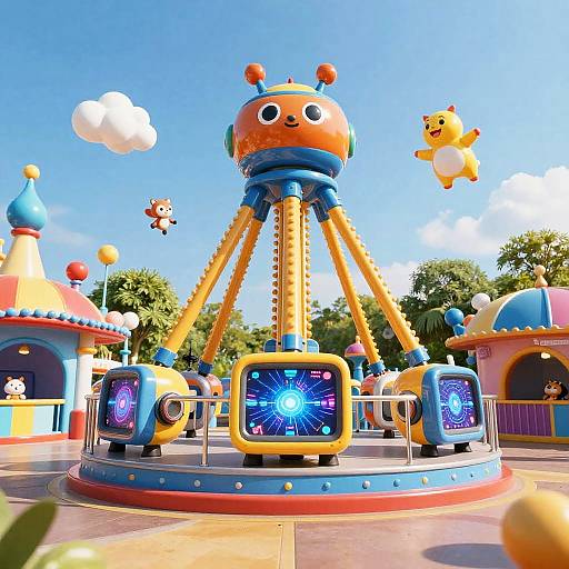Colorful AI-Powered Amusement Park