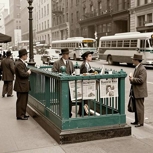 1938 Bustling New York Street Scene