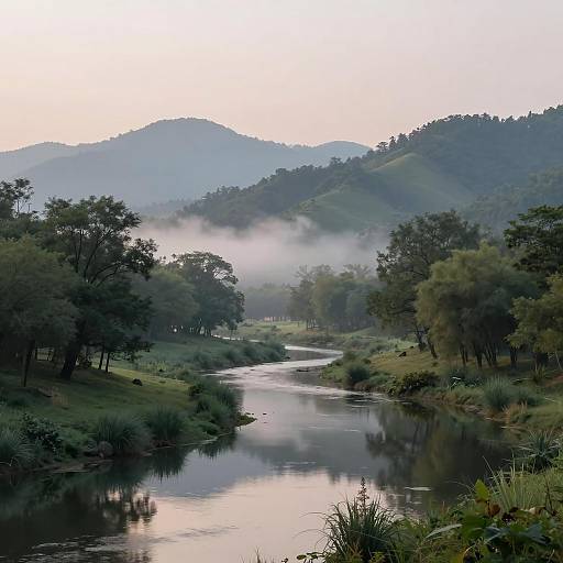 Serene Creek Valley at Dawn
