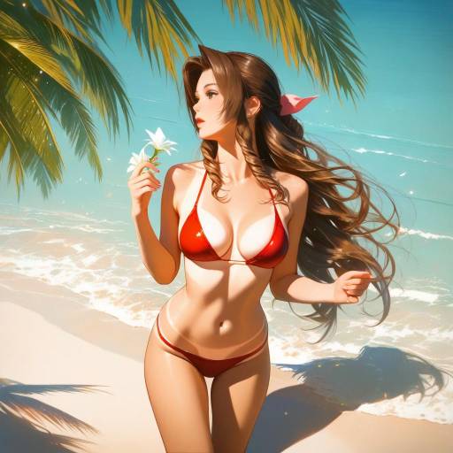 Dreamy Beach Scene with Aerith Gainsborough
