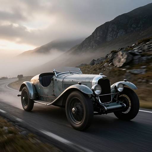 Vintage Racer on Misty Mountain Road