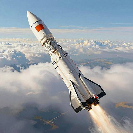 Realistic Rocket Mid-Flight Digital Painting