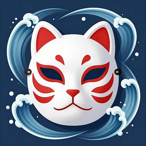 Dynamic Cat-Like Mask in Blue Waves