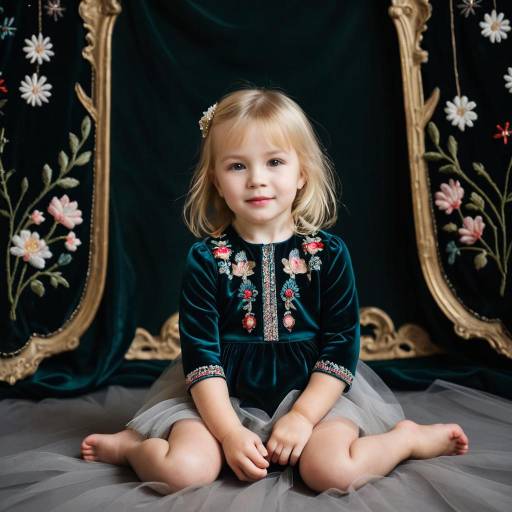 Cute Little Girl in Embroidered Dress