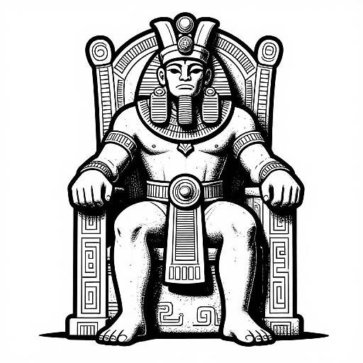 Aztec Orc Throne Line Art