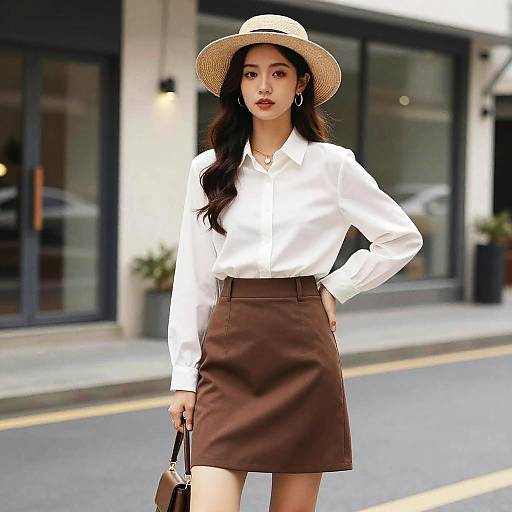 Confident Stylish Woman in Urban Outfit