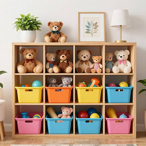 Vibrant Toy Shelves with Decor