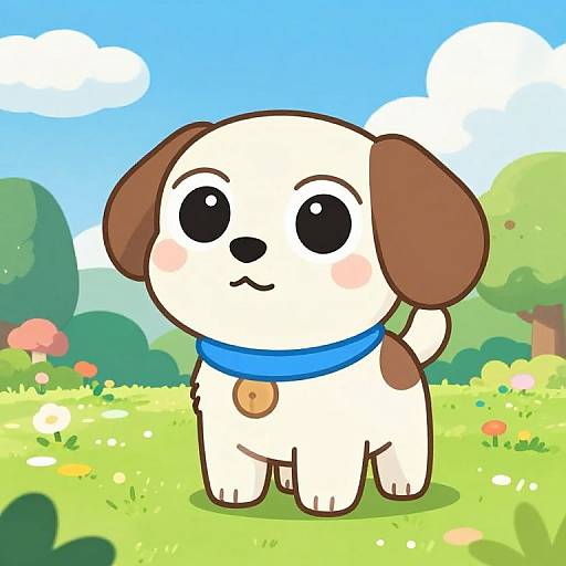 Playful Cartoon Dog in Colorful Park