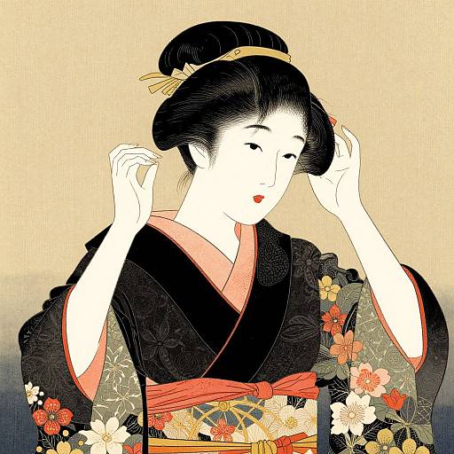 Modern Japanese Kimono Illustration