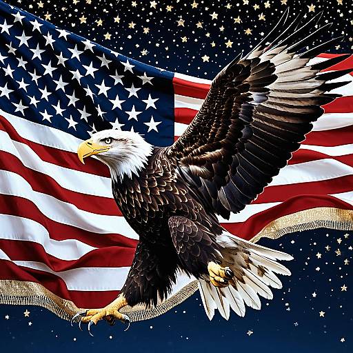 Majestic Eagle Emerging from American Flag