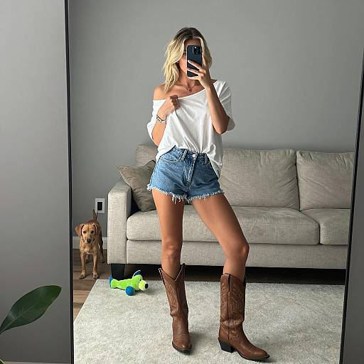 Casual Living Room Mirror Selfie