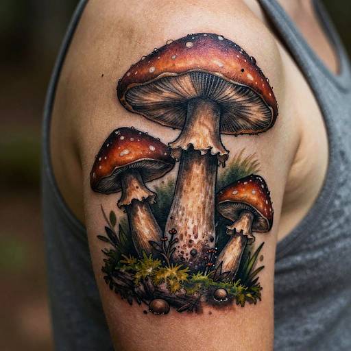 Realistic Mushroom Tattoo Designs
