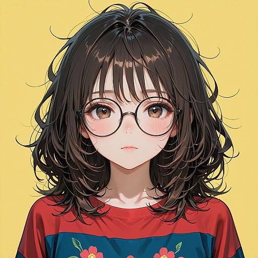 Freckled Girl with Glasses Portrait