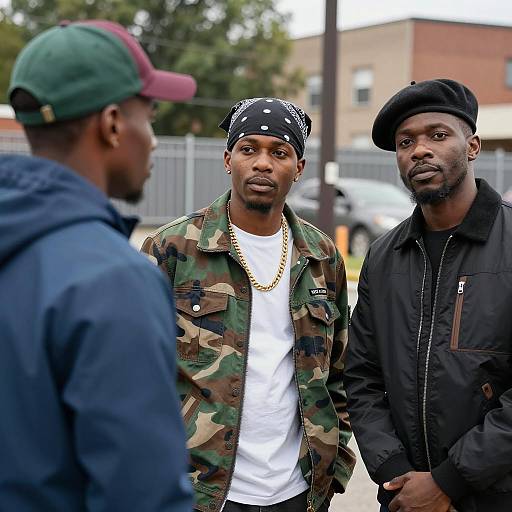 Urban Scene with Three African American Men